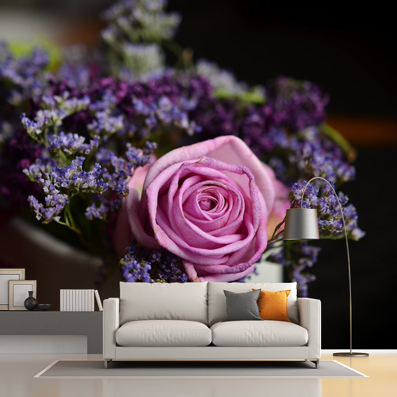 Flower Mural Living Room Decoration Full Size Wall Covering, Moisture Resistant