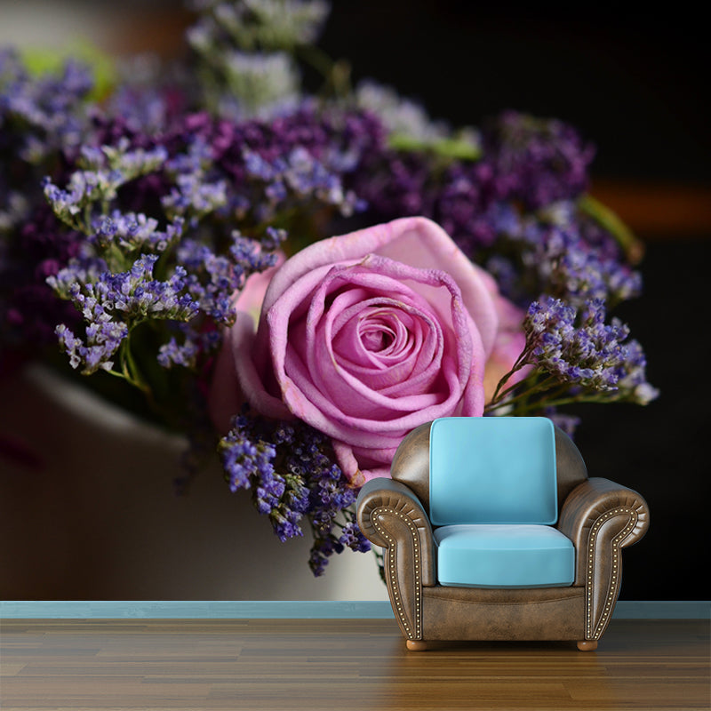 Flower Mural Living Room Decoration Full Size Wall Covering, Moisture Resistant