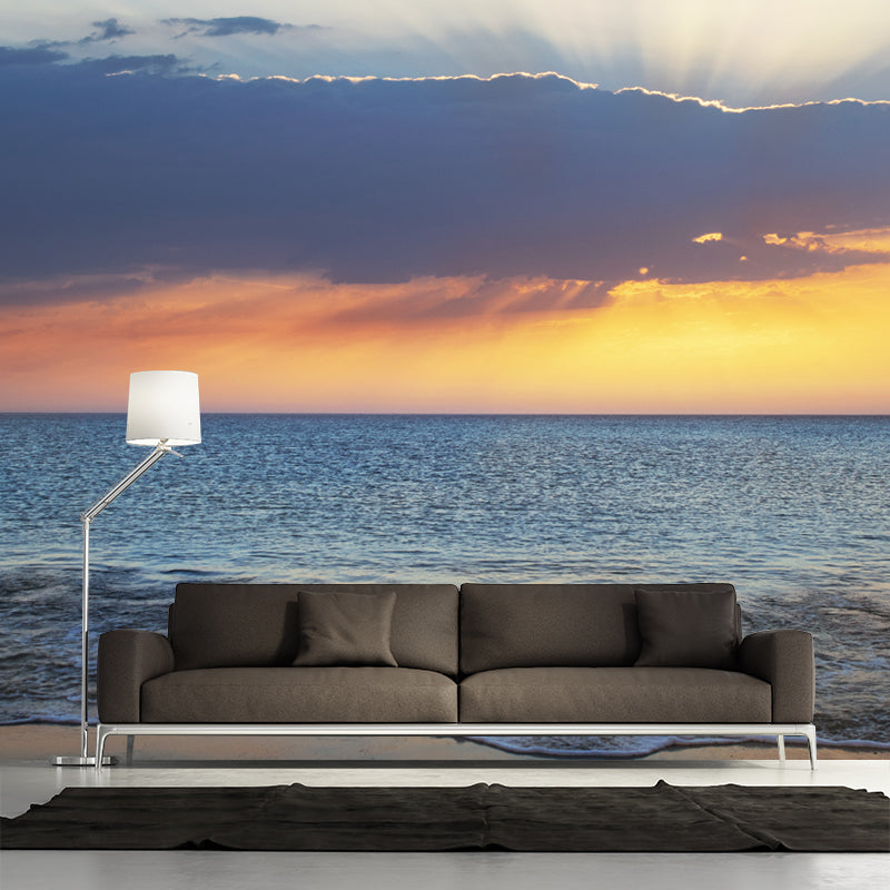 Blue and White Wall Murals Water Resistant Wall Decor for Sitting Room Bedroom