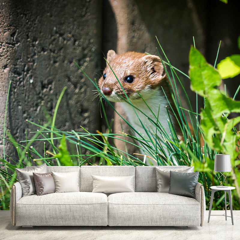 Weasel Contemporary Wall Mural Modernist Wall Covering for Bedroom Decor