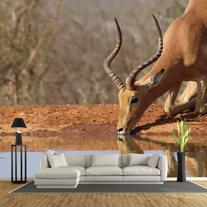 Photography Gazelle Mural Wallpaper for Sitting Room Decor Multiple Sizes Available