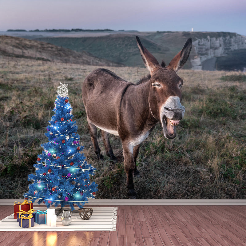Donkey Mural Wallpaper Wall Covering Mildew Resistant for Sleeping Room