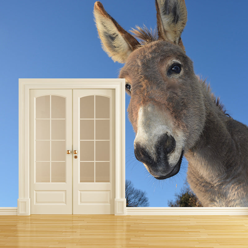 Donkey Mural Wallpaper Wall Covering Mildew Resistant for Sleeping Room