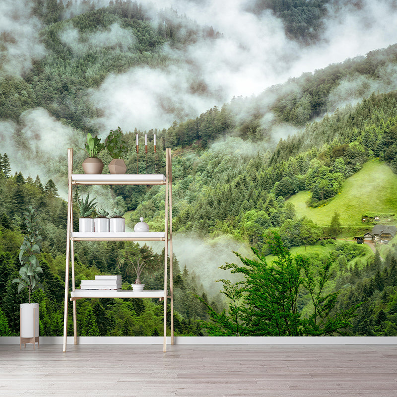 Foggy Forest Mural Wallpaper Wall Covering Mildew Resistant for Sleeping Room