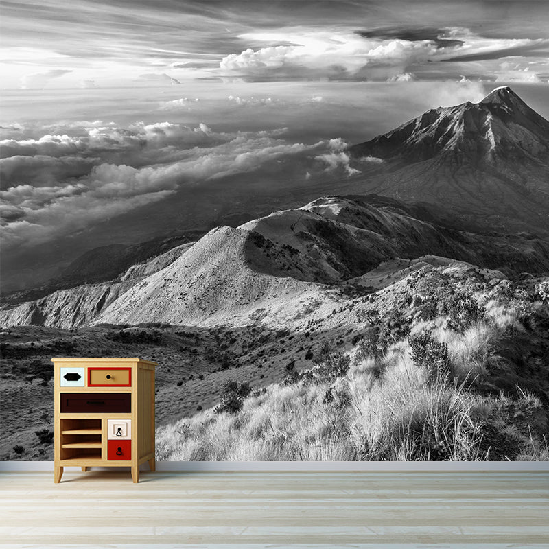 Mountain View Contemporary Wall Mural Modernist Wall Covering for Bedroom Decor