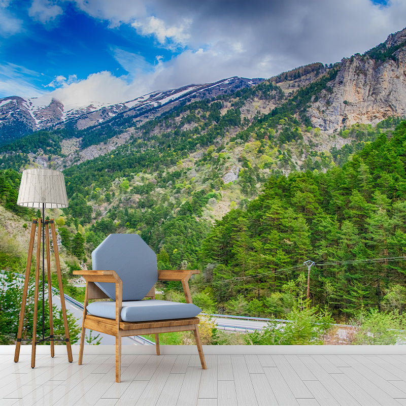 Mountain View Contemporary Wall Mural Modernist Wall Covering for Bedroom Decor