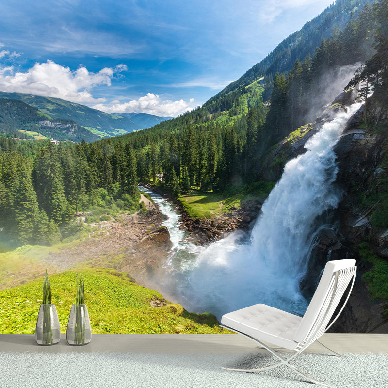Mountain and Waterfall Mural Wallpaper Wall Covering Mildew Resistant for Sleeping Room