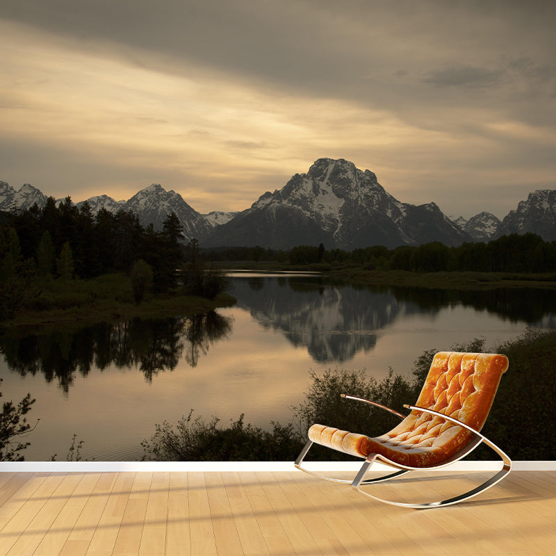 Mountain and River Mural Wallpaper Wall Covering Mildew Resistant for Sleeping Room