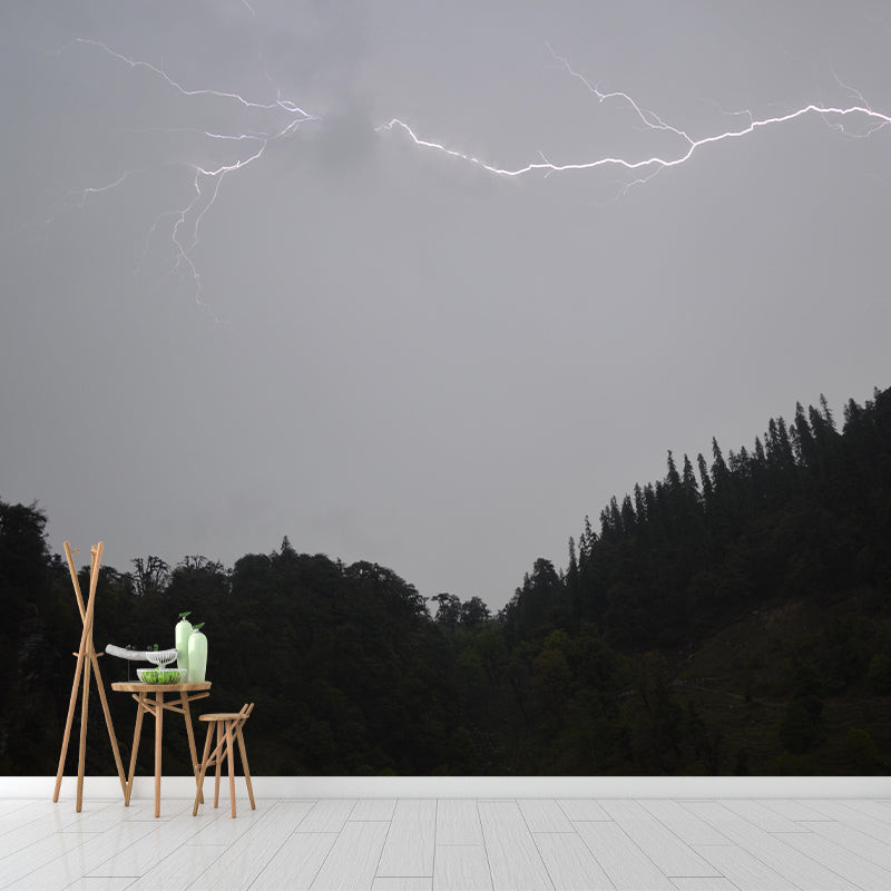 Photography Lightning Mural Wallpaper for Sitting Room Decor Multiple Sizes Available