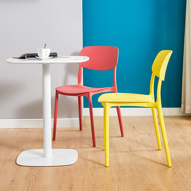 Glam Style Plastic Side Chair Matte Finish Open Back Home Use Dining Chair