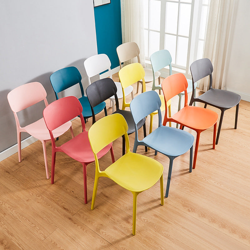 Glam Style Plastic Side Chair Matte Finish Open Back Home Use Dining Chair