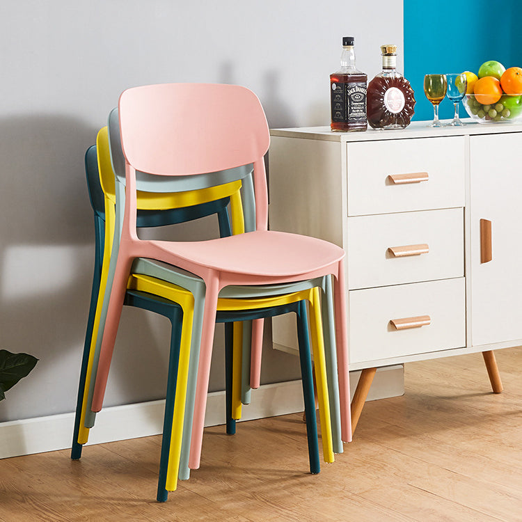 Glam Style Plastic Side Chair Matte Finish Open Back Home Use Dining Chair