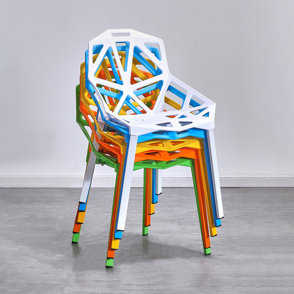 Chaise de salle à manger sans bras en plastique contemporain chaise latéral croisée pour usage à domicile