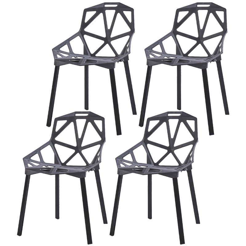 Chaise de salle à manger sans bras en plastique contemporain chaise latéral croisée pour usage à domicile
