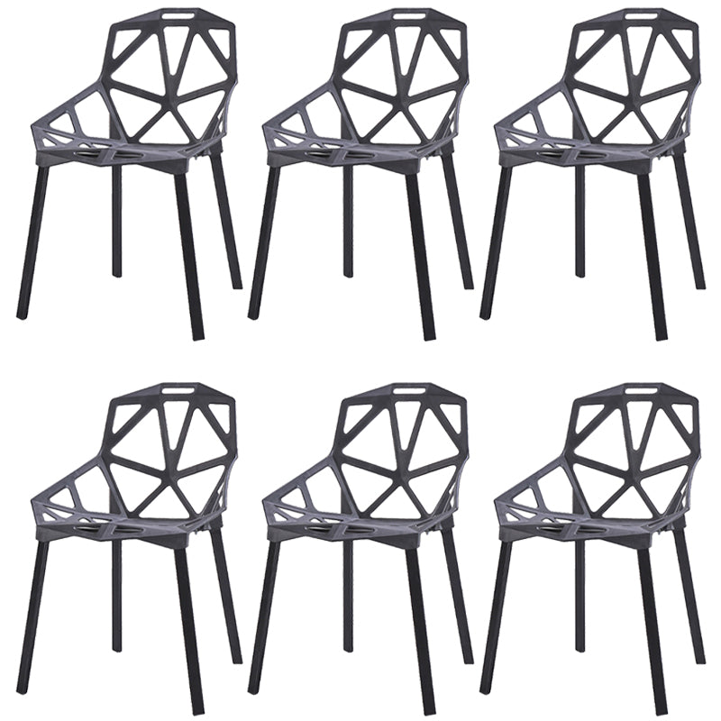 Chaise de salle à manger sans bras en plastique contemporain chaise latéral croisée pour usage à domicile