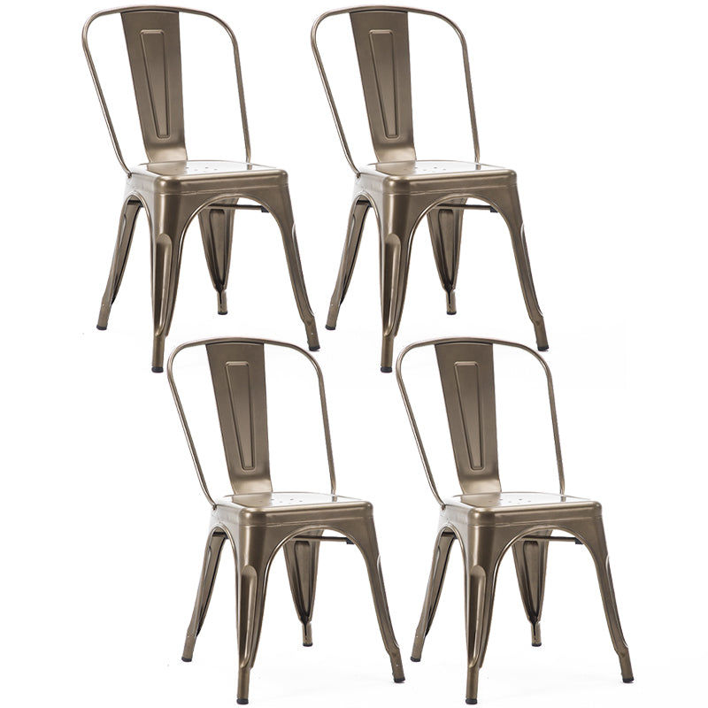 Industrial Dining Chair Slat Back Chair with 4 Metal Legs for Home Use