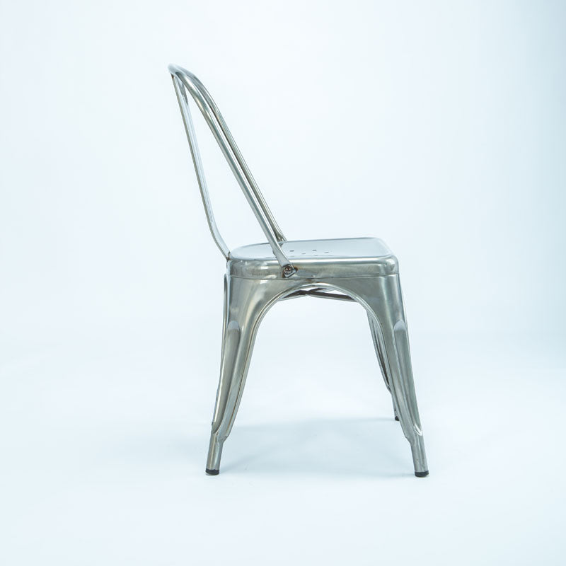 Industrial Dining Chair Slat Back Chair with 4 Metal Legs for Home Use