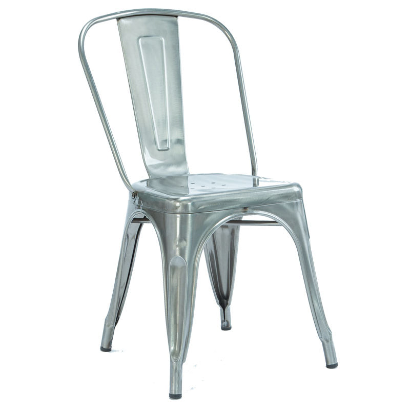 Industrial Dining Chair Slat Back Chair with 4 Metal Legs for Home Use