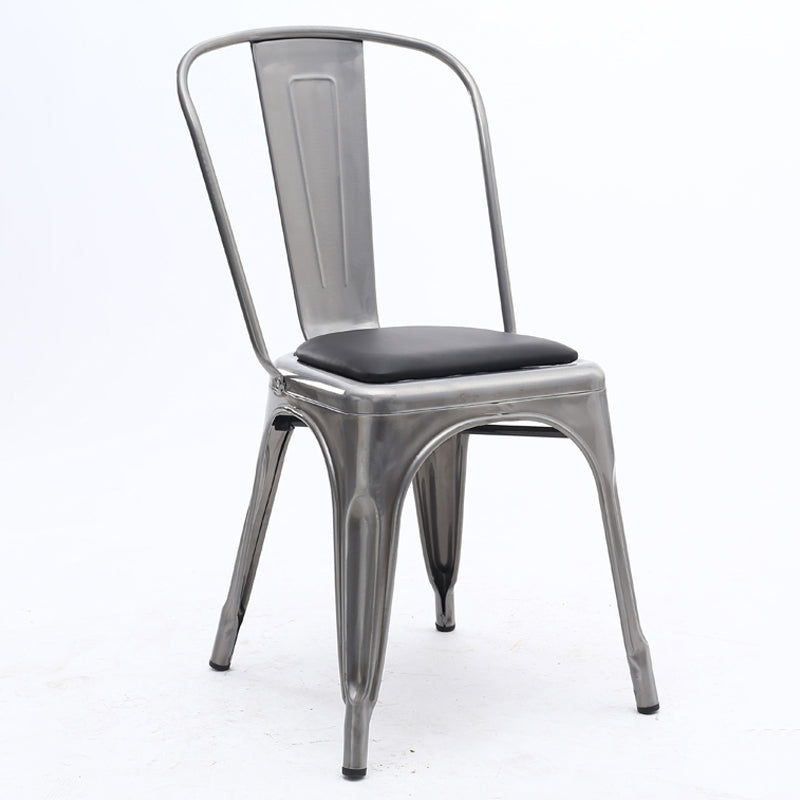Industrial Dining Chair Slat Back Chair with 4 Metal Legs for Home Use