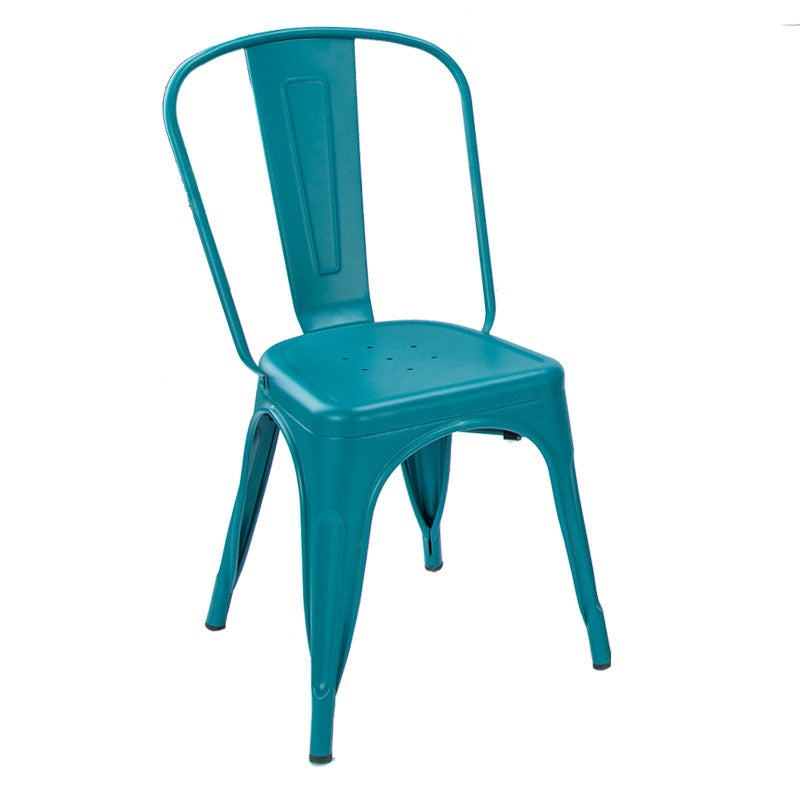 Industrial Dining Chair Slat Back Chair with 4 Metal Legs for Home Use
