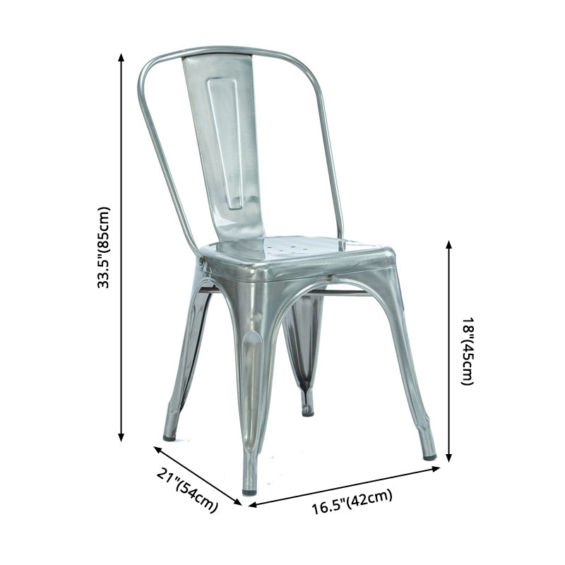 Industrial Dining Chair Slat Back Chair with 4 Metal Legs for Home Use