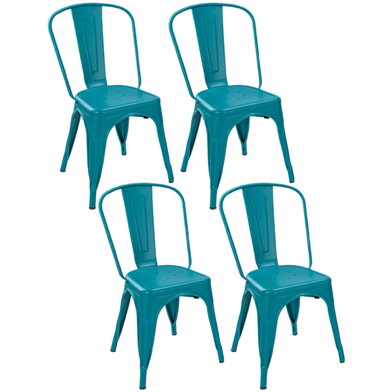 Industrial Dining Chair Slat Back Chair with 4 Metal Legs for Home Use
