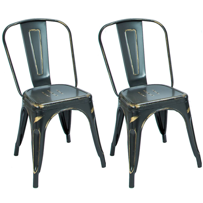 Industrial Dining Chair Slat Back Chair with 4 Metal Legs for Home Use