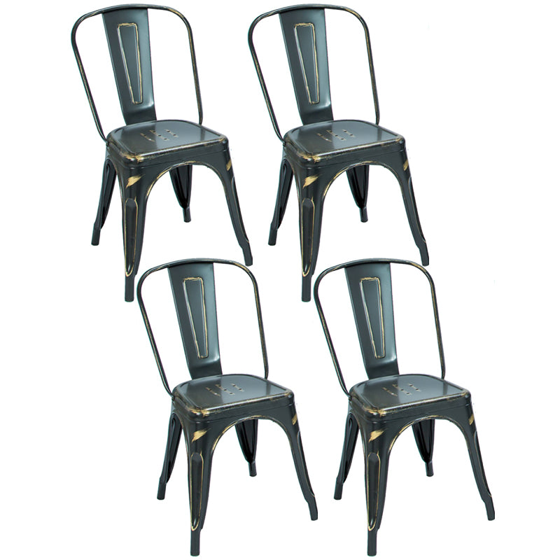 Industrial Dining Chair Slat Back Chair with 4 Metal Legs for Home Use