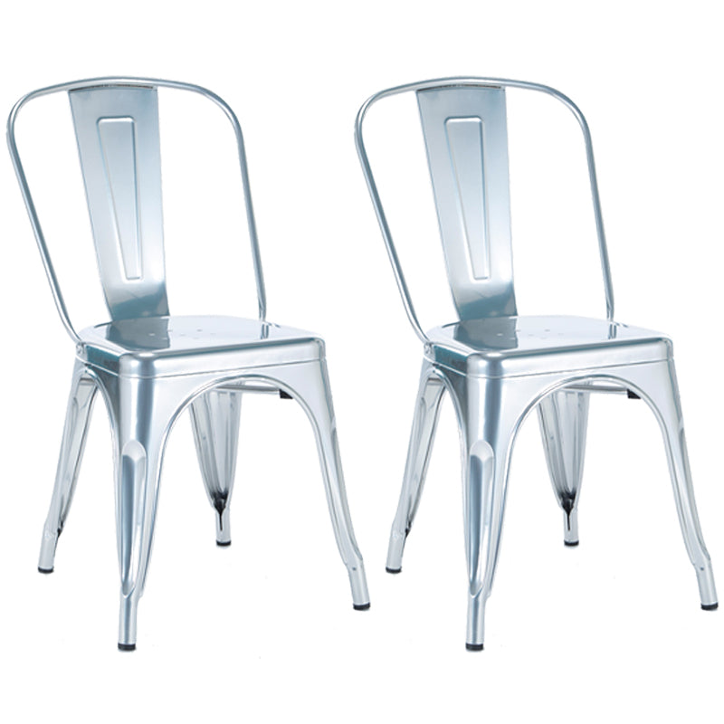 Industrial Dining Chair Slat Back Chair with 4 Metal Legs for Home Use