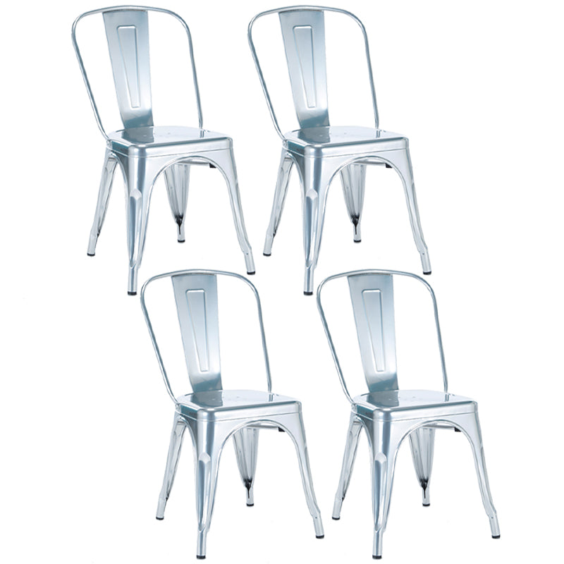 Industrial Dining Chair Slat Back Chair with 4 Metal Legs for Home Use