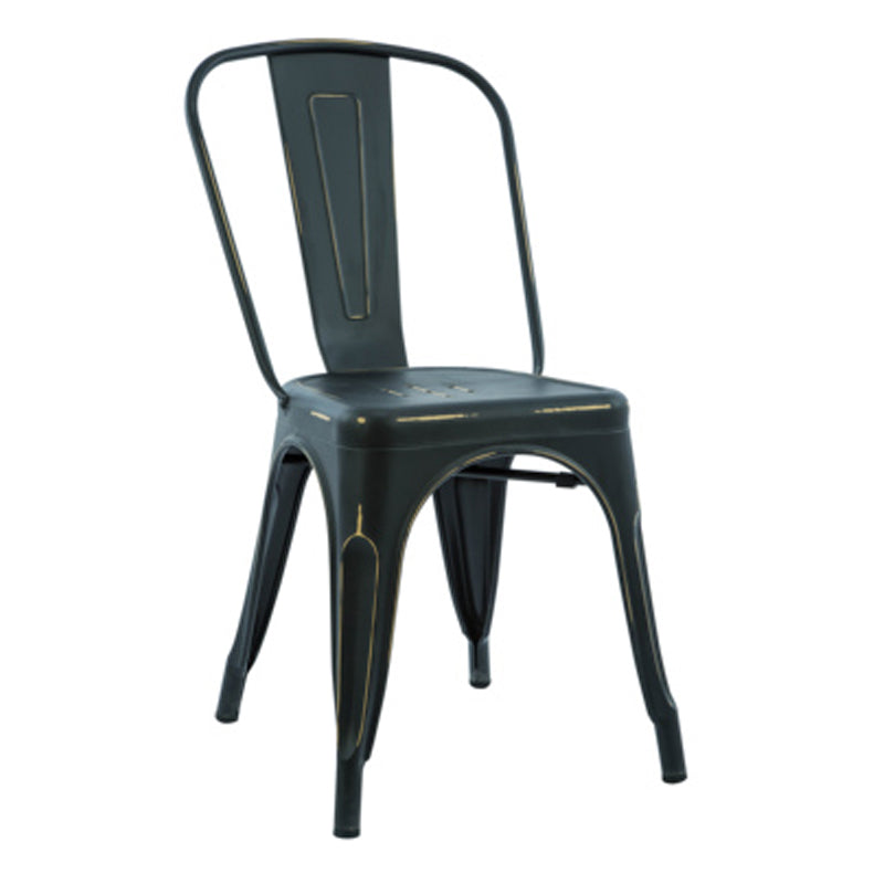 Industrial Dining Chair Slat Back Chair with 4 Metal Legs for Home Use