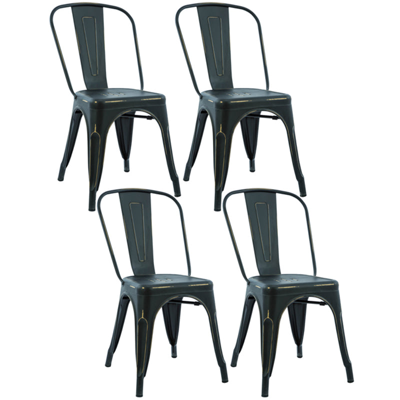 Industrial Dining Chair Slat Back Chair with 4 Metal Legs for Home Use