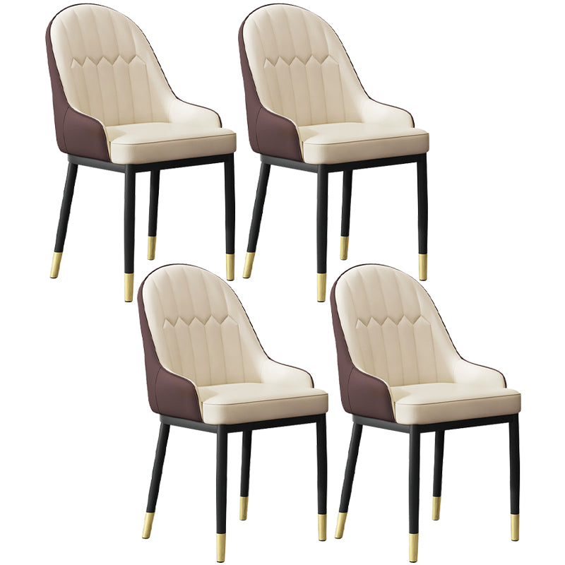 Chaise de bras de salle à manger moderne en cuir chaises arrière solides avec des jambes en métal