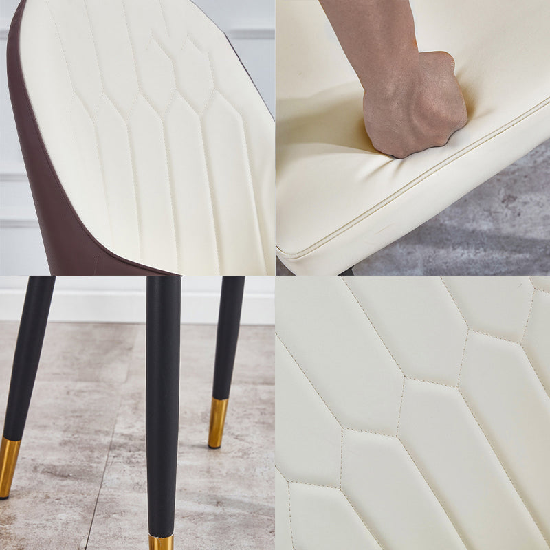 Chaise de bras de salle à manger moderne en cuir chaises arrière solides avec des jambes en métal