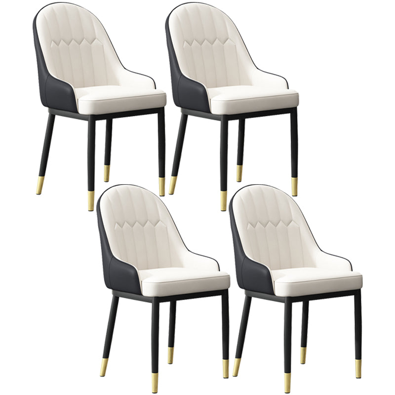 Chaise de bras de salle à manger moderne en cuir chaises arrière solides avec des jambes en métal