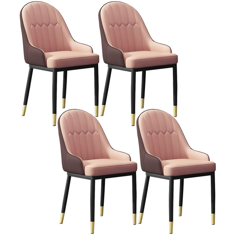 Chaise de bras de salle à manger moderne en cuir chaises arrière solides avec des jambes en métal