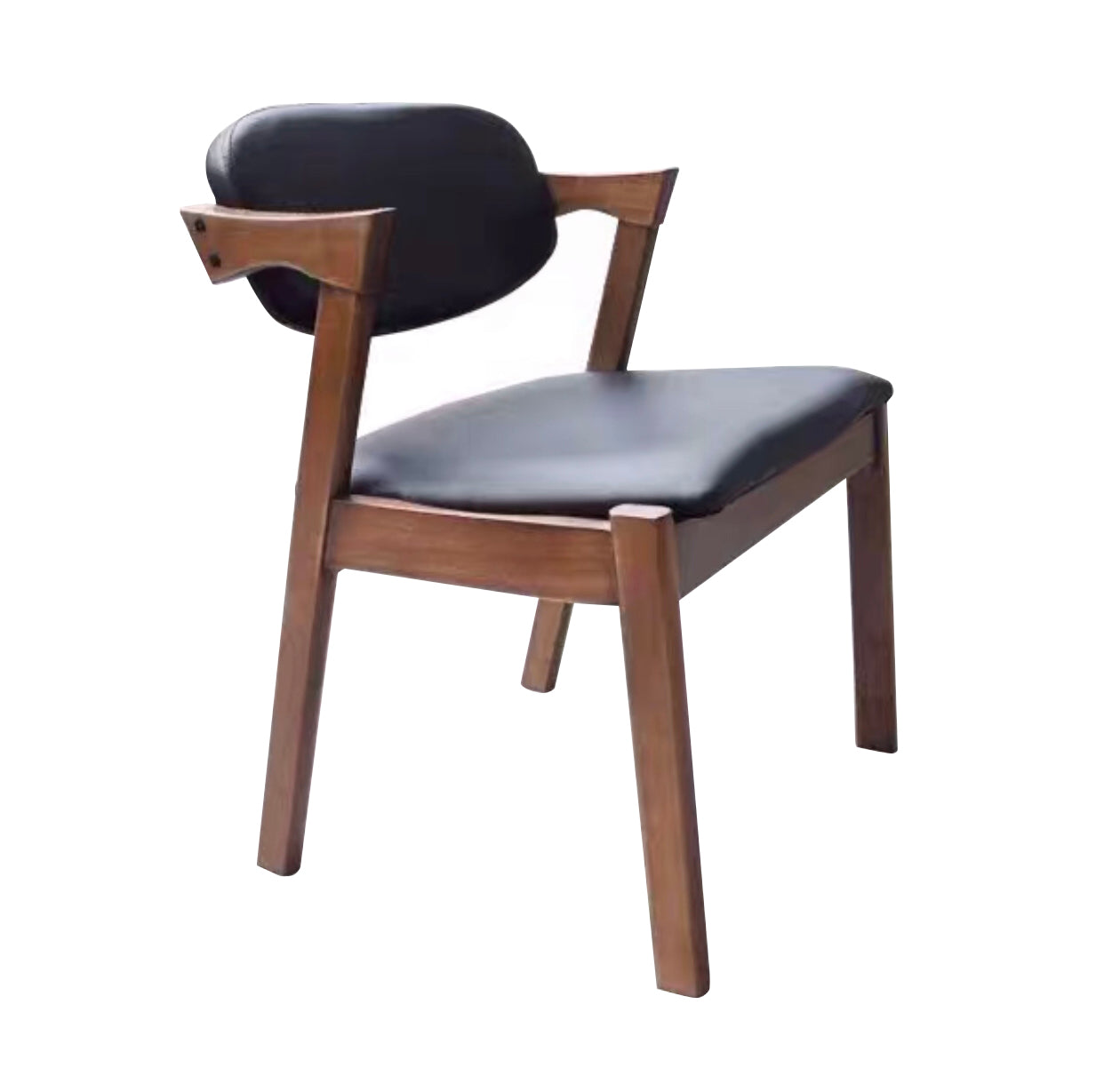 Chaise de salle à manger carrée en bois contemporaine, chaise latérale à dossier ouvert pour cuisine