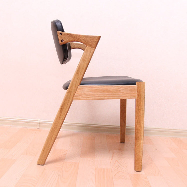 Chaise de salle à manger carrée en bois contemporaine, chaise latérale à dossier ouvert pour cuisine