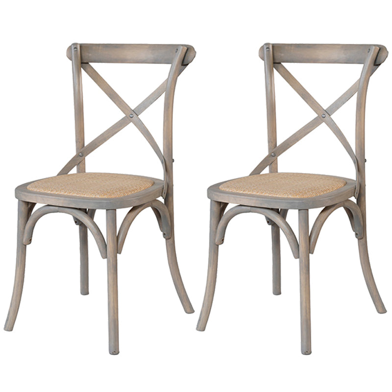 Solid Wood Traditional Dining Room Chair Matte Finish Cross Back Side Chair