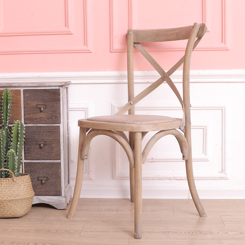 Solid Wood Traditional Dining Room Chair Matte Finish Cross Back Side Chair