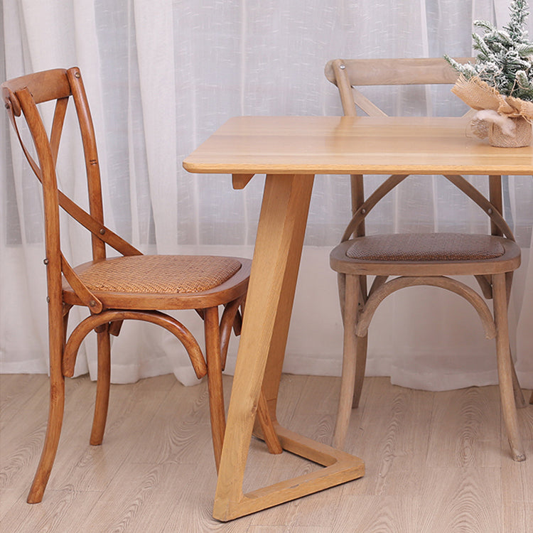Solid Wood Traditional Dining Room Chair Matte Finish Cross Back Side Chair