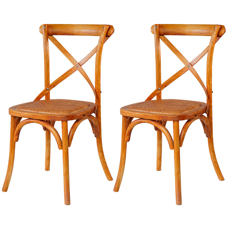 Solid Wood Traditional Dining Room Chair Matte Finish Cross Back Side Chair