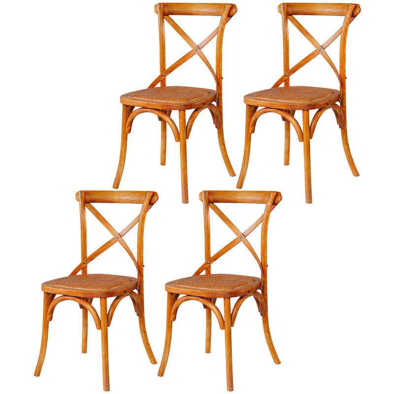 Solid Wood Traditional Dining Room Chair Matte Finish Cross Back Side Chair
