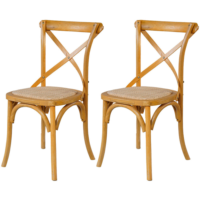 Solid Wood Traditional Dining Room Chair Matte Finish Cross Back Side Chair