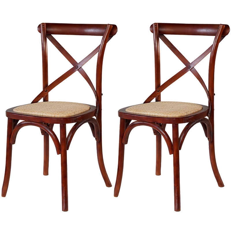 Solid Wood Traditional Dining Room Chair Matte Finish Cross Back Side Chair