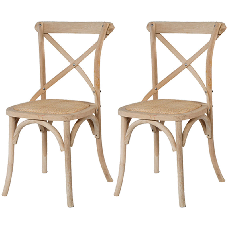 Solid Wood Traditional Dining Room Chair Matte Finish Cross Back Side Chair