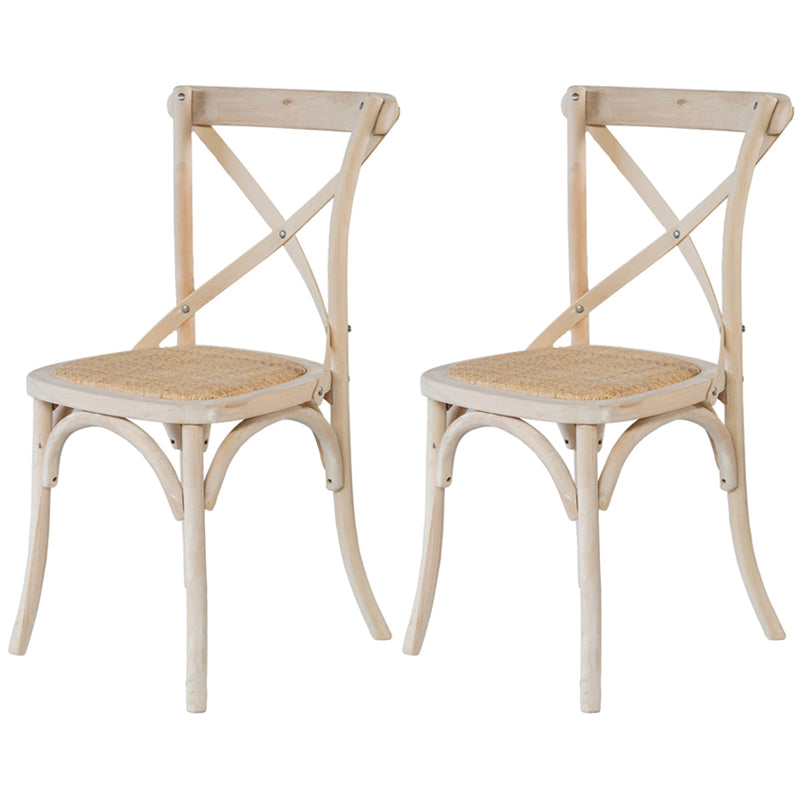 Solid Wood Traditional Dining Room Chair Matte Finish Cross Back Side Chair