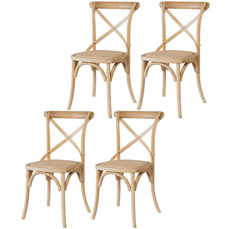 Solid Wood Traditional Dining Room Chair Matte Finish Cross Back Side Chair