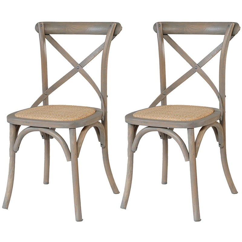 Solid Wood Traditional Dining Room Chair Matte Finish Cross Back Side Chair