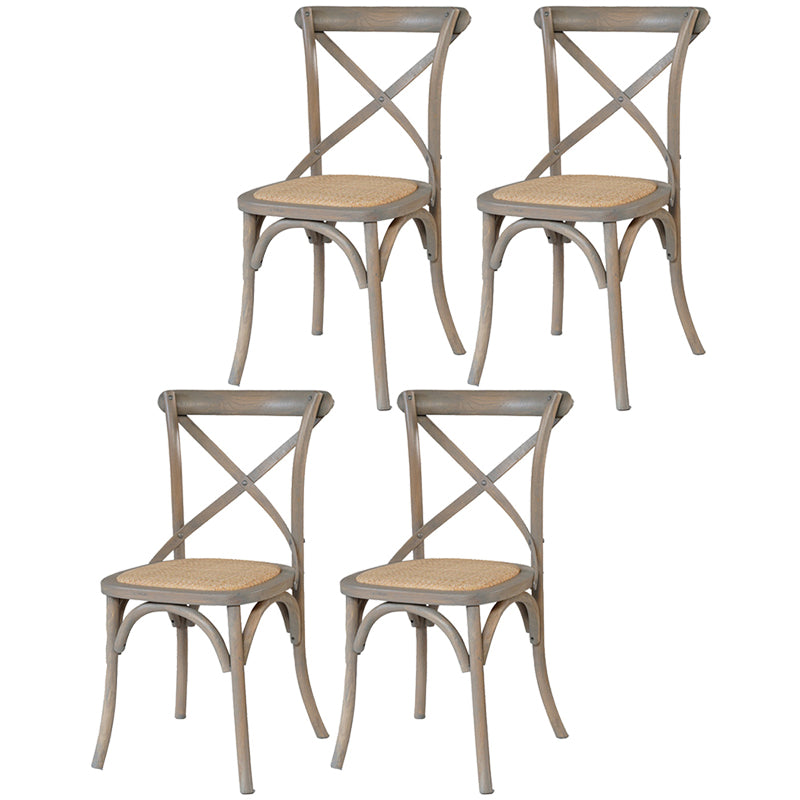 Solid Wood Traditional Dining Room Chair Matte Finish Cross Back Side Chair